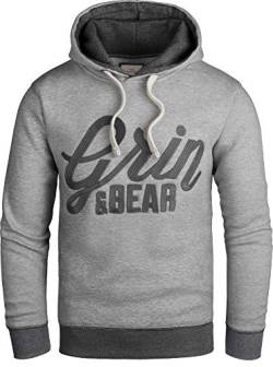 Grin&Bear Slim fit Signatur Logo Jacke Kapuze Hoodie Sweatshirt Kapuzenpullover, grau meliert, S, GEC469 von Grin&Bear