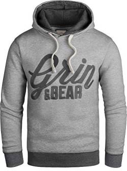 Grin&Bear Slim fit Signatur Logo Jacke Kapuze Hoodie Sweatshirt Kapuzenpullover, grau meliert, XXL, GEC469 von Grin&Bear