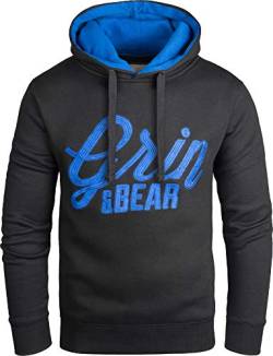 Grin&Bear Slim fit Signatur Logo Jacke Kapuze Hoodie Sweatshirt Kapuzenpullover, schwarz, L, GEC469 von Grin&Bear