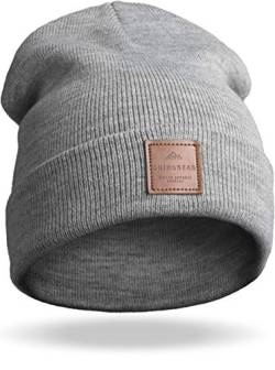 Grin&Bear Unisex Streetwear Mütze Beanie Feinstrick grau meliert M65 von Grin&Bear