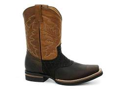 Grinders Frontier Hellbraune Chelsea-Stiefel Aus Leder Mit Karree Cowboy Knöchel 39 von Grinders