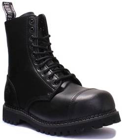 Grinders Stag – Damen-Schnürstiefel – Combat-Stil – 10 Löcher – Schwarz – UK6/EU39 von Grinders