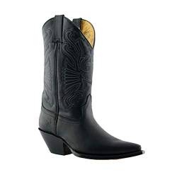 Mühlen Unisex Buffalo Schwarz Leder Schlüpfen Western Cowboystiefel 44 von Grinders