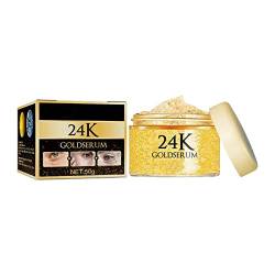 24K Gold Serum Eye Cream 50g, Nährende, feuchtigkeitsspendende Augencreme, Vitamine, Hyaluronsäure, Hagebuttenöl, minimiert Falten, feine Linien, natürliche Inhaltsstoffe, Ölbalance (3 Stk) von Grindrom