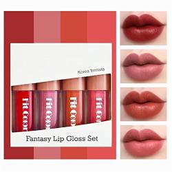 4 Colors Moisturizing Liquid Lipstick Matte Travel Set Velvet Moisturizing Lip Gloss Long Lasting Cup Portable Lip Glaze Travel Set von Grindrom