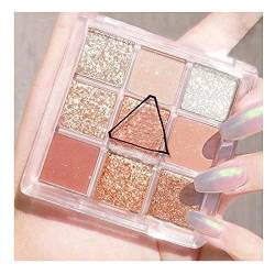 9 Colors Shiny Shimmer Eyeshadow Palette High Pigmented Waterproof Glitter Diamond Pigment Texture Eye Shadow Powder Makeup Cosmetic Matte Sequins (Orange) von Grindrom