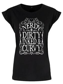 Damen T-Shirt Nerdy Dirty Inked & Curvy Prämie schwarz von Grindstore
