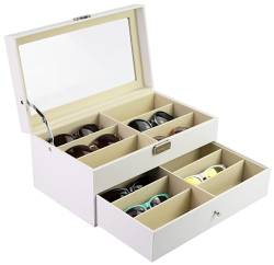 Grinscard Brillenbox zur Aufbewahrung von 12 Brillen - Weiß ca. 34 x 19 x 16 cm - Sonnenbrillen Präsentation Showcase von Grinscard