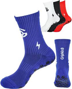 Fußball Socken - Herren & Damen Grip Socken Fussball (ANTI-LOCH-GARANTIE) - Anti-rutsch Fussballsocken Premium Football Socks | 1 Paar Sportsocken Herren 42-47 Blau von Gripnin9