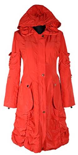 Grisodonna.Style Damen Lagenlook Kapuze Übergangsmantel Mantel warm gefüttert Trench Coat 40 42 44 46 48 50 M L XL XXL 2XL Rot Jacke Winter (46) von Grisodonna.Style