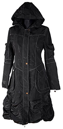 Grisodonna.Style Damen Lagenlook Kapuze Übergangsmantel Mantel warm gefüttert Trench Coat 40 42 44 46 48 50 M L XL XXL 2XL Schwarz Jacke Winter (40) von Grisodonna.Style