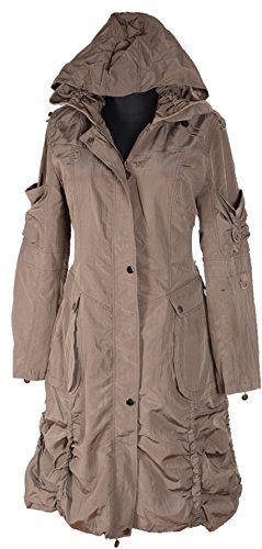 Grisodonna.Style Damen lang Lagenlook Kapuze Mantel Jacke warm gefüttert Trench Coat 40 42 44 46 48 50 M L XL XXL 2XL Beige Braun Jacke Winter (38) von Grisodonna.Style