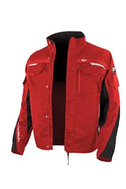 Grizzlyskin Arbeitsjacke Iron Rot/Schwarz 54-56 – Unisex Workwear für Damen & Herren, Cordura-Schutzjacke mit vielen Taschen, Outdoor Jacke mit Reflexbiesen von Grizzlyskin