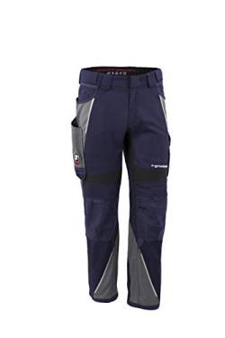 Grizzlyskin Bundhose Marine/Grau N48 - Unisex Workwear Arbeitshose für Männer und Damen mit vielen Taschen, Cordura-Schutzhose von Grizzlyskin