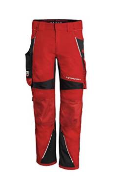 Grizzlyskin Bundhose Rot/Schwarz N48 - Unisex Workwear Arbeitshose für Männer und Damen mit vielen Taschen, Cordura-Schutzhose von Grizzlyskin