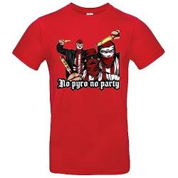 No Pyro No Party Herren T-Shirt Fussball Ultras Hooligans Rot Größe L von Grobe Jungs