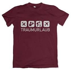 Traumurlaub Malle Herren T-Shirt Ballermann Mallorca Shirt Burgundy Größe L von Grobe Jungs