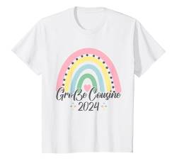 Kinder Große Cousine 2024 Regenbogen Mädchen Baby Feier T-Shirt von Große Cousine Baby Ankündigung Geburt 2024