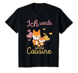 Kinder Bald große Cousine 2024 Füchse - Ich werde große Cousine T-Shirt von Große Cousine Geschenk & Outfit für Cousinen