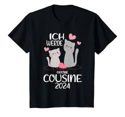 Kinder Ich werde Große Cousine 2024 Katzen Mädchen T-Shirt von Große Cousine Geschenk & Outfit für Cousinen