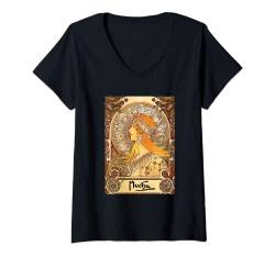 Damen Alphonse Mucha | Tierkreis | Jugendstil T-Shirt mit V-Ausschnitt von Große Gemälde Shirt Designs