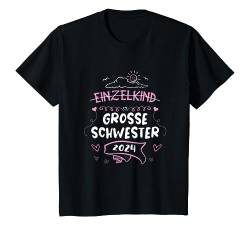 Kinder Big Sister 2024 T-Shirt Single Kind Mädchen Baby Herz T-Shirt von Große Schwester 2024 T-Shirt