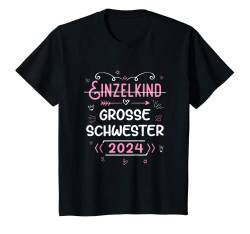 Kinder Single Child Big Sister 2024 T-Shirt Mädchen Baby Herz T-Shirt von Große Schwester 2024 T-Shirt