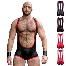 Gruff Pup Impulse Singlet, Schwarz/Rot – vollständige Abdeckung, X-Large von Gruff Pup