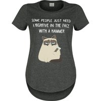 Grumpy Cat T-Shirt - Some People Just Need A Highfive - M bis XXL - für Damen - Größe L - grau meliert  - EMP exklusives Merchandise! von Grumpy Cat