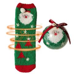 Flauschige Socken Weihnachten | Lässige flauschige Weihnachtssocken - Wintersocken, Thermosocken zum Schlafen im Innenbereich, für Damen und Mädchen, Weihnachtsgeschenke Gruwkue von Gruwkue