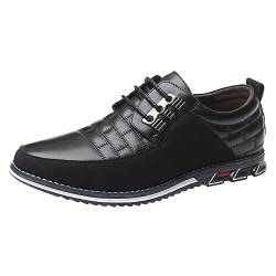 Atmungsaktive Bequeme Business Lace-up Freizeit Fashion-Schuhe aus festem für Männer Bommel Herren Schuhe 42 Schwarz (Black, 45) von Gsheocm
