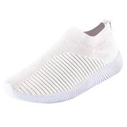 Damen Sneaker Sportschuhe Laufschuhe Bequeme Weiche Tennisschuhe Traillauf Fitness Schuhe Leichtgewichts Running Freizeitschuhe Fussballschuhe Wanderhalbschuhe Sicherheitsschuhe (Schleife A-White, 40) von Gsheocm