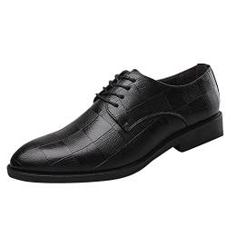 Gsheocm Anzugschuhe Mode Sommer und Herbst Männer Lederschuhe Low Heel Spitzschuh Spitze Plaid Muster Lässig Einfach Polizei Schuhe Herren Schwarz von Gsheocm