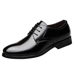 Gsheocm Business-Kleidung für Herren, Freizeitschuhe, britische, spitze, einfarbige Lederschuhe zum Schnüren Classic Herren Schuhe Blau (Black, 46) von Gsheocm