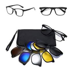 Gshy Sonnenbrille, polarisiert, Clip, magnetisch, Kunststoffrahmen, für Nachtfahrten, für den täglichen Gebrauch, 5 Stück von Gshy