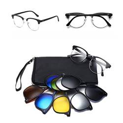 Gshy Sonnenbrille, polarisiert, Clip, magnetisch, Kunststoffrahmen, für Nachtfahrten, für den täglichen Gebrauch, 5 Stück von Gshy