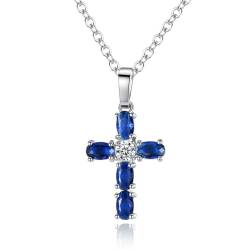 Gu Feng Kreuz blaue Zirkon Halskette Frau minimalistisches Nischendesign Schlüsselbeinkette von Gu Feng