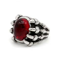 Gu Feng Mode-Persönlichkeit Vintage Punk Dragon Claw Rubin Ring Herren Titan Stahl Ring von Gu Feng