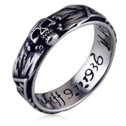 Gu Feng Punk Schmuck Titanstahl Herren Vintage geschnitztes Kreuz Totenkopf Paar Ring von Gu Feng