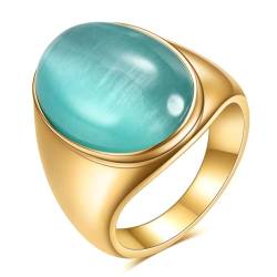 Gu Feng Stilvolle einfache ovale Vintage Edelstein Opal Titan Ringe für Männer und Frauen von Gu Feng