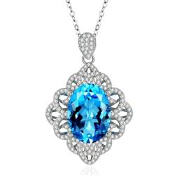 Gu Feng blauer Kristall Zirkon Halskette hohl stilvoll Halskette Luxus farbiger Edelstein von Gu Feng