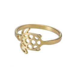 Niedliche Schildkröte Ring Edelstahl Frauen Finger Ringe Mode Sommer Meerestier Schildkröte Schmuck Geschenk von Gu Feng