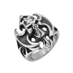 Persönlichkeit Vintage Gothic Flame Totenschädel Herren Titan Stahl Ring von Gu Feng