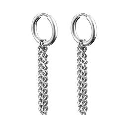 Dangle Earring Stainless Steel Dangle Earrings For Men Double Chain Pendant Earrings von Gualiy
