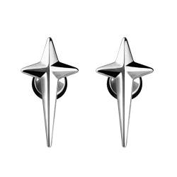 Earring Punk Style Earrings Stainless Steel Studs Silver Cross Star Earrings von Gualiy