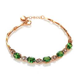 Echtes 18K Gelb Gold Charm Bracelets für Damen Oval Natürlicher shaflite Grün Herz Quaste Bracelet 4.92ct Gold von Gualiy