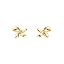 Gelbgold Ohrringe Damen 18 Karat, Ohrringe Damen Echtschmuck Schmetterling Form Ohrstecker von Gualiy