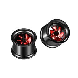 Gualiy 2 Stk Plug Ohr Edelstahl, Tunnel Plug Ohr 14mm mit Rot Windmühle Damen Ohrringe Tunnel von Gualiy