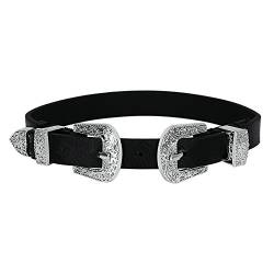 Gualiy Choker Halsband Schwarz Band Legierung Choker Halskette Schwarz Silber Halsreifen für Frauen von Gualiy