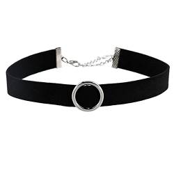 Gualiy Choker Halskette, Choker Halsband Gothic Samt mit O-Ring Schwarz Halskette für Frauen Mädchen 41CM von Gualiy